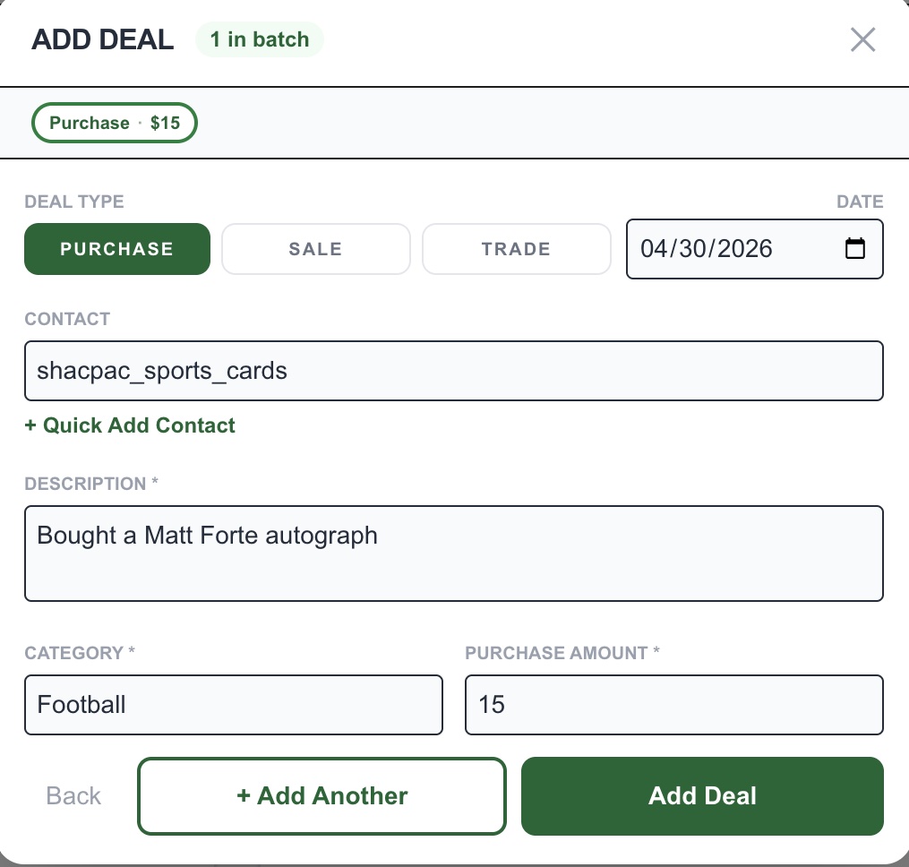 Adding a new deal