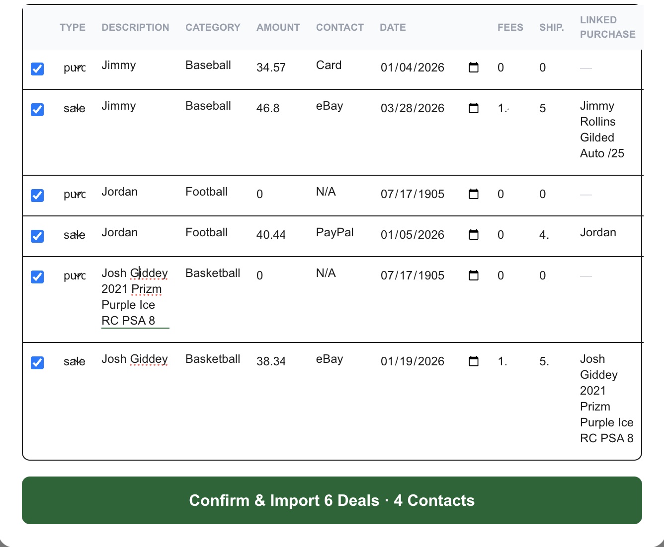 Reviewing and confirming the import